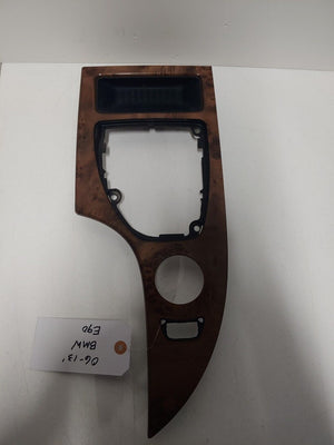 08-10 BMW E60 535i CENTER SHIFT TRIM BEZEL WOODGRAIN OEM USED 6974697